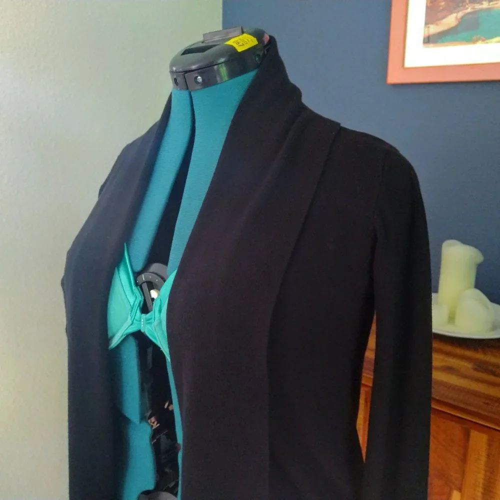 SOFT Knit Cardigan from Mango. COZY. VERY black. - Picture 2 of 7